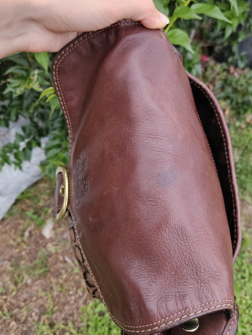 Coach Bleecker 11434 Chocolate Brown Signature Leather Flap Shoulder Bag Y2K - Picture 6 of 13